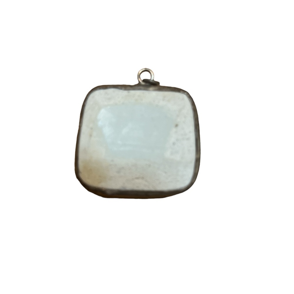 Blue Floral Porcelain Necklace Pendant - Picture 2 of 3